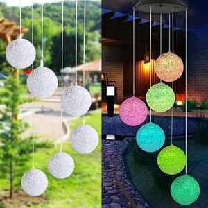 Solar <b>LED</b> Wind Chime Color-Changing Plastic Crystal <b>Ball</b> Patio Outdoor Mobile Hanging Light Porch/Deck/Garden Iron Craft Yard - Product Image 6