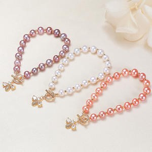 Pulseras de Moda al por Mayor, Pulsera de Cadena con Microincrustaciones de Circonita, Abeja, Perla de Agua Dulce, Inspirada en Celebridades de Internet - Product Image 1