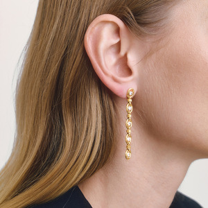 Stainless Steel <b>Tassel</b> <b>Earrings</b> With Zircon Chain Geometric Design Party Jewelry Set - Product Image 3