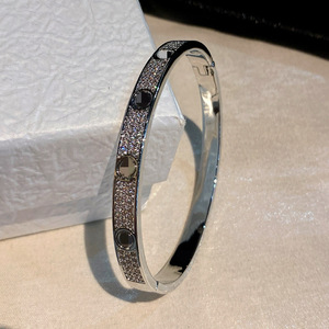Oval <b>Bangle</b> Gold And <b>Silver</b> Zircon Claw Setting Women's Jewelry Gift Star Pattern Fashion <b>Bracelet</b> - Product Image 3