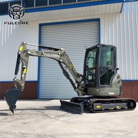 Mini-excavatrice FULCORE CE EPA Euro 5, style moderne, compacte, pour aménagement paysager de jardin, avec cabine.