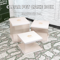 Boîte à gâteau personnalisée en PVC transparent recyclable, sans danger pour les aliments, avec couvercle en papier et ruban, emballage cadeau transparent de luxe, usine OEM ODM