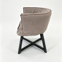 Fauteuil de salle à manger moderne en lin beige rembourré avec pieds en bois massif pour la maison, l'hôtel, la restauration
