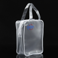 Sac plastique portable en pvc givré personnalisé, sac cadeau, sac de rangement cosmétique à fermeture éclair translucide