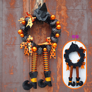 Guirnalda de Halloween para colgar en la puerta, decoración de sombrero de bruja con bola naranja, accesorios festivos para el hogar en interiores - Product Image 2