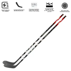 Vente en gros de bâtons de hockey professionnel super légers personnalisés en fibre de carbone 100% G bâtons de hockey sur glace True Grass Carbon Pro 375