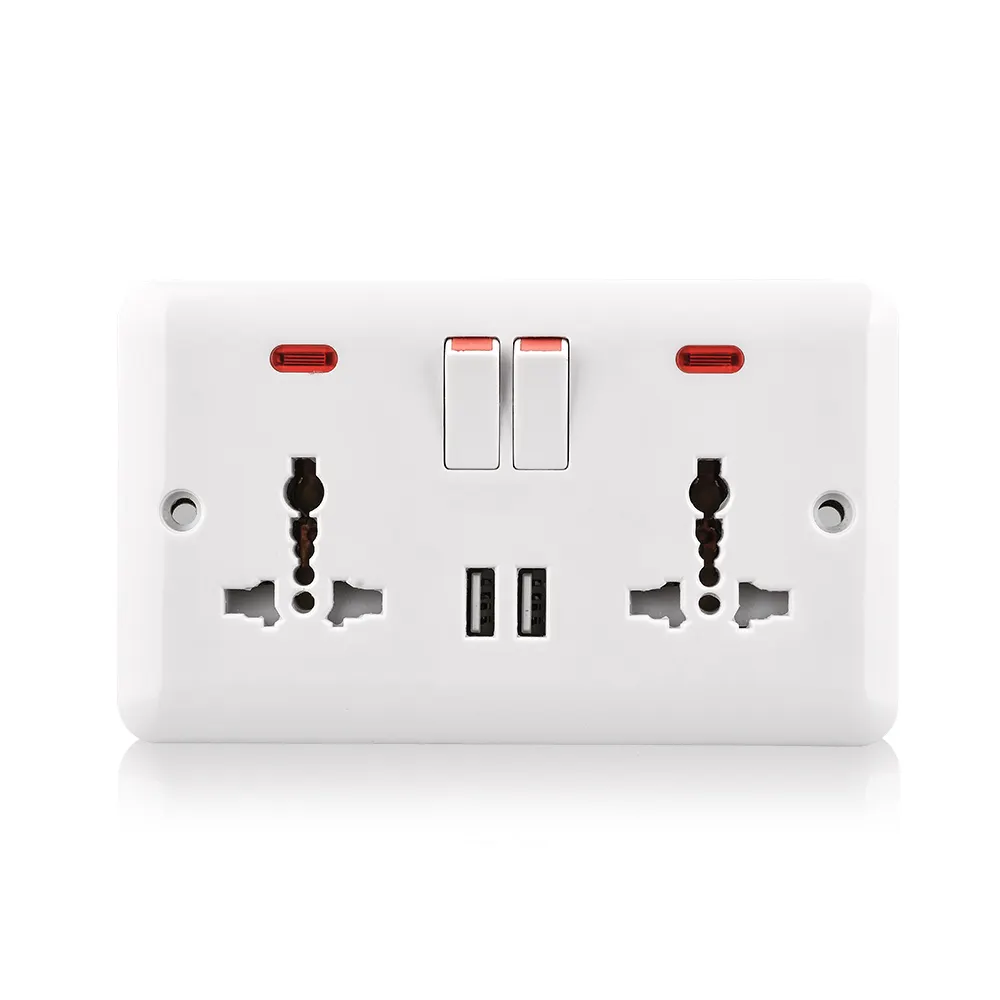 USB Dual universal Mobile power Bank 2 gang многофункциональная розетка 13A розетки двойной USB розетка настенная тарелка с неоновым звездным свечением