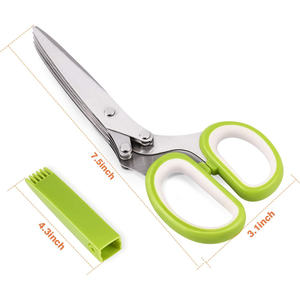 Ciseaux de cuisine professionnels en acier inoxydable à 5 lames, ciseaux à herbes avec peigne - Product Image 3