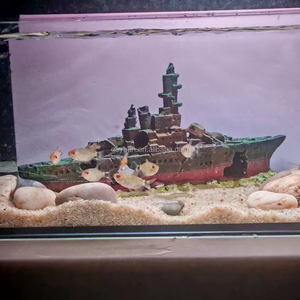 Décoration d'aquarium réaliste en forme de navire pirate en ruine, ornement de <span class=keywords><strong>bateau</strong></span> coulé en résine avec des cachettes en forme de grotte - Product Image 5