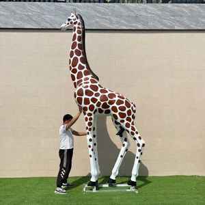 等身大リアル樹脂グラスファイバーキリン彫刻カスタマイズ可能動物アートワーク屋外家庭庭装飾 - Product Image 5