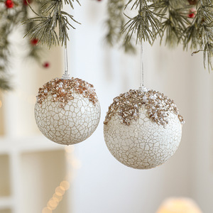 Adornos Navideños con Textura, Bolas de Navidad de 10 cm con Brillantina, Lentejuelas y Pedrería, Decoraciones Navideñas de Espuma para Árboles de Navidad - Product Image 3