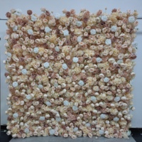 Großhandel Fabrikpreis Realistische Rosen-Morgenblumenwand Künstliche Seidenblumenrolle 8ft X 8ft Blumenwand für Hochzeit und Muttertag