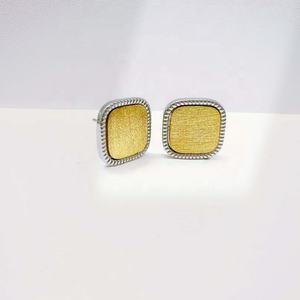 Precio de fábrica: Pendientes grandes geométricos de plata de ley 925, chapados en oro bicolor, con perlas, estilo hip hop, gruesos, estilo western. - Product Image 3