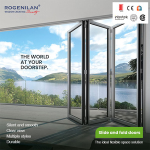 <span class=keywords><strong>Porte</strong></span> pliante en aluminium moderne Rogenilan pour terrasse et véranda, <span class=keywords><strong>porte</strong></span> accordéon extérieure en verre, portes pliantes - Product Image 5