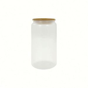 Vaso de Vidrio Esmerilado de 16 oz con Tapa de Bambú, para Sublimación, Color Degradado, para Cerveza o Agua - Product Image 1