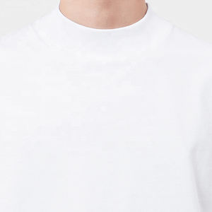 Custom Logo Luxury Streetwear Mock <b>Neck</b> Blank Oversized <b>Tshirt</b> for <b>Men</b> 240 Gsm Heavy Weight <b>High</b> Quality Unisex Box T Shirt - Product Image 3