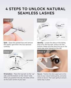 Vente en gros Vegan Extension de cils 3D Comic Style 20mm cheveux synthétiques Faux cils sans colle applicateur magnétique demi 12mm 16mm - Product Image 6