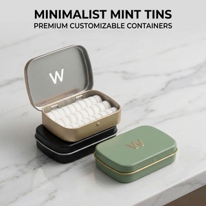 Vietnam WeWood Minimalist <b>Small</b> Mint Tin Box Hinged Metal Pocket Case Custom Logo Premium Breath Mint <b>Containers</b> - Product Image 1