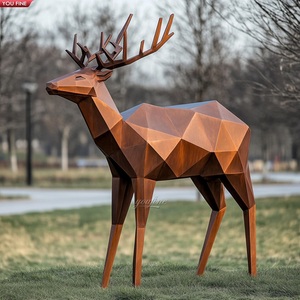 YOUFINE Escultura de León Geométrica de Acero Corten, Moderna, de Metal Envejecido, para Parques Públicos y Plazas Urbanas - Product Image 5