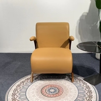 Fauteuil individuel moderne en similicuir PU avec pieds en bois – Confortable pour salon et détente