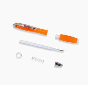 Bolígrafo de Plástico Naranja Colorido con Clip Plateado y Resorte de Recarga Desmontable para Uso Promocional - Product Image 2