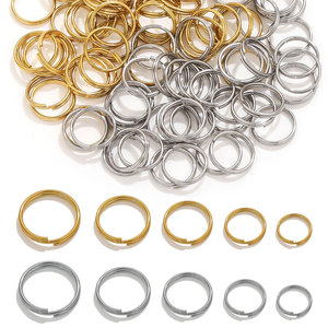 Anillos Divididos para Fabricación de Joyería DIY |   Conectores de Doble Aro de Acero Inoxidable Plateado con Recubrimiento PVD en Varios Tamaños, Venta al Por Mayor - Product Image 1