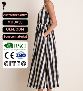 Abito Mini Elegante da Ufficio in Cotone <span class=keywords><strong>a</strong></span> <span class=keywords><strong>Righe</strong></span> <span class=keywords><strong>Blu</strong></span> <span class=keywords><strong>e</strong></span> Bianche Stile Old Money Chic con Colletto alla Coreana, Maniche Arrotolate <span class=keywords><strong>e</strong></span> Tasche Applicate - Product Image 1