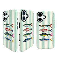 Vente en gros d'usine, nouvelle arrivée, coque de téléphone hybride à rayures de style coréen avec imprimé poisson pour Samsung S24 Ultra S24 Plus S24 S22 A53