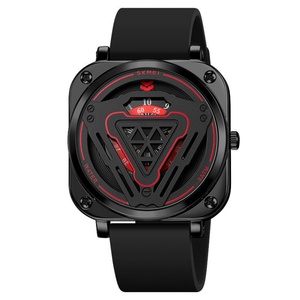 Skmei 2107 Men's Quartz <b>Watch</b> Sport Business Creative Personalized Square Design Silicone Strap Waterproof Alloy Glass - Product Image 5