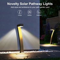 Lampe solaire moderne incurvée noire pour extérieur, à LED, pour allée de jardin, chemin, allée de voiture, cour, pelouse