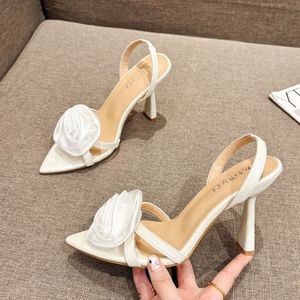 Sandales pour femme, escarpins slingback, chaussures à bout ouvert, styles fleurs roses, nouveaux talons pour femmes - Product Image 4