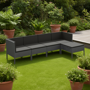 Ensemble de salon de jardin gris anthracite 4 places en rotin, mobilier d'extérieur au design contemporain - Product Image 2