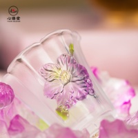 Chinois rétro luxe haute qualité cristal verre Liuli tasses à thé ensemble FloraDeity douze août crêpe myrte tasse à thé