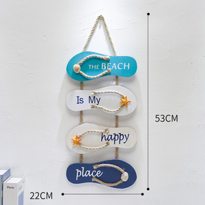 ฟลิปฟลอปทำจากไม้รูปทรงรองเท้าแตะ,ป้ายแขวนผนังทำจากไม้สำหรับตกแต่งบ้านและห้องน้ำชายหาดเป็นสถานที่ที่มีความสุขของฉัน - Product Image 5