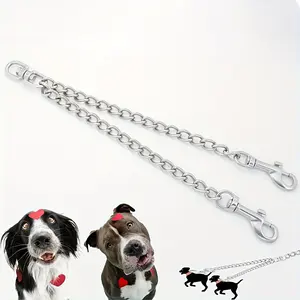 304 Stainless Steel One-to-two Dog Walking Leash Heavy-duty Double-ended Leash For Dog Walking And Training Of 2 Pet Dogs