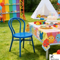 Chaise d'hôtel pour enfants en métal à double anneau, dossier coloré en fer, siège durable pour événements et fêtes d'anniversaire, vente en gros