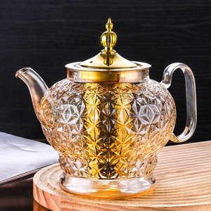 Sang trọng cổ điển thiết kế thân thiện với môi cao thủy tinh borosilicate ấm trà chịu nhiệt Arabic Ấm đun nước bằng thép không gỉ lọc khí - Product Image 5