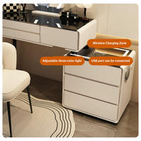 Table de Maquillage Intelligente Multifonctionnelle en Bois Massif Écologique avec Recharge Sans Fil, Convertible pour Chambre à Coucher – Vente en Gros à Prix Abordable