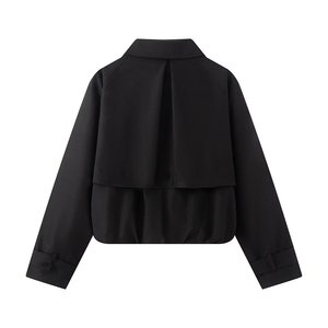 TAOP&ZA 2026 Nuova Giacca Corta Estiva Francese Casual Versatile con Risvolto, Maniche Lunghe e Tinta Unita 26070 - Product Image 3