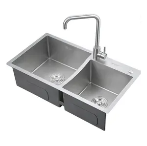 Fregadero de 2 de cocina Single Double Bowls Sinks Two Bowl Copper Sus 304 Kitchen Stainless Steel Sink Suppliers