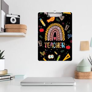 Acrylic <strong>Cute</strong> Teacher Rainbow Pattern Paperboard <strong>Clipboard</strong> with Low Profile Design for Office and School Supplies Customizable - Product Image 6