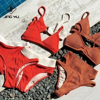 Maillot de bain pour femmes, bandeau personnalisé, taille haute, tissu texturé doux et extensible de haute qualité, maillot de bain sexy, bikini en tissu froissé