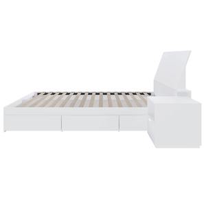 现代白色木质大床床架，可定制尺寸，带 <span class=keywords><strong>3</strong></span> 个抽屉储物空间床头板，适用于公寓酒店 - Product Image 4