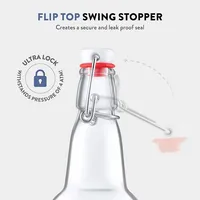 Botella de cerveza abatible de vidrio de 16oz con tapa de sellado superior abatible utilizada para bebidas carbonatadas CommScope té segunda fermentación agua