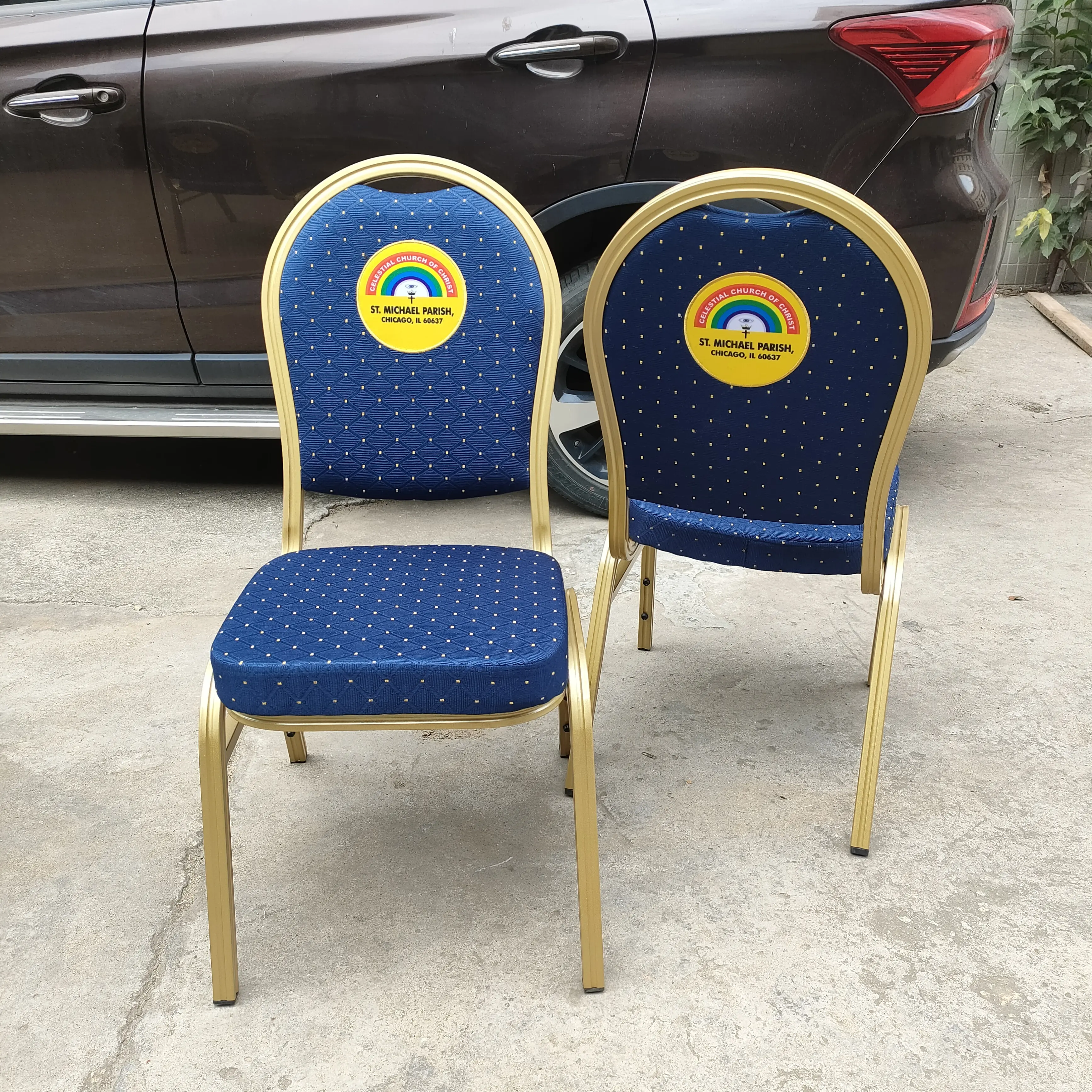 manufacturer cheap steel banquet hall padded interlocking Banquet church chairs