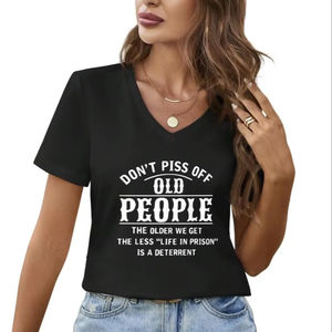 Camisetas de Cuello en V de Poliéster/Algodón con Estampado Digital Ecológico, Color Personalizado, con Patrón Impreso - Product Image 1