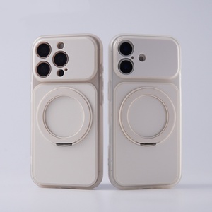 เคสโทรศัพท์แม่เหล็กแบบด้าน รุ่นแฟชั่น สำหรับ iPhone 17 13 14 15 16 Pro Max พร้อม 360 °   ขาตั้งแบบวงแหวน กรอบเลนส์แบบถอดได้ ฝาครอบกันกระแทก - Product Image 4