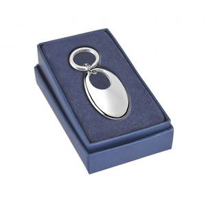 Llavero ovalado plateado con anillo para llaves, accesorio de metal para llavero - Product Image 2