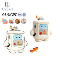 UYEAH OEM ODM Maßgefertigte Cartoon-Roboter-Plüschpuppe Weiße Quadratische Maschinenbox Gesticktes Spielzeug Kinder-Plüschtier Geschenk