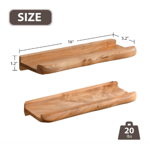 Juego <span class=keywords><strong>de</strong></span> 2 estantes flotantes <span class=keywords><strong>de</strong></span> pared hechos a mano con borde natural <span class=keywords><strong>de</strong></span> madera <span class=keywords><strong>de</strong></span> <span class=keywords><strong>cedro</strong></span> para marcos <span class=keywords><strong>de</strong></span> fotos - Product Image 2